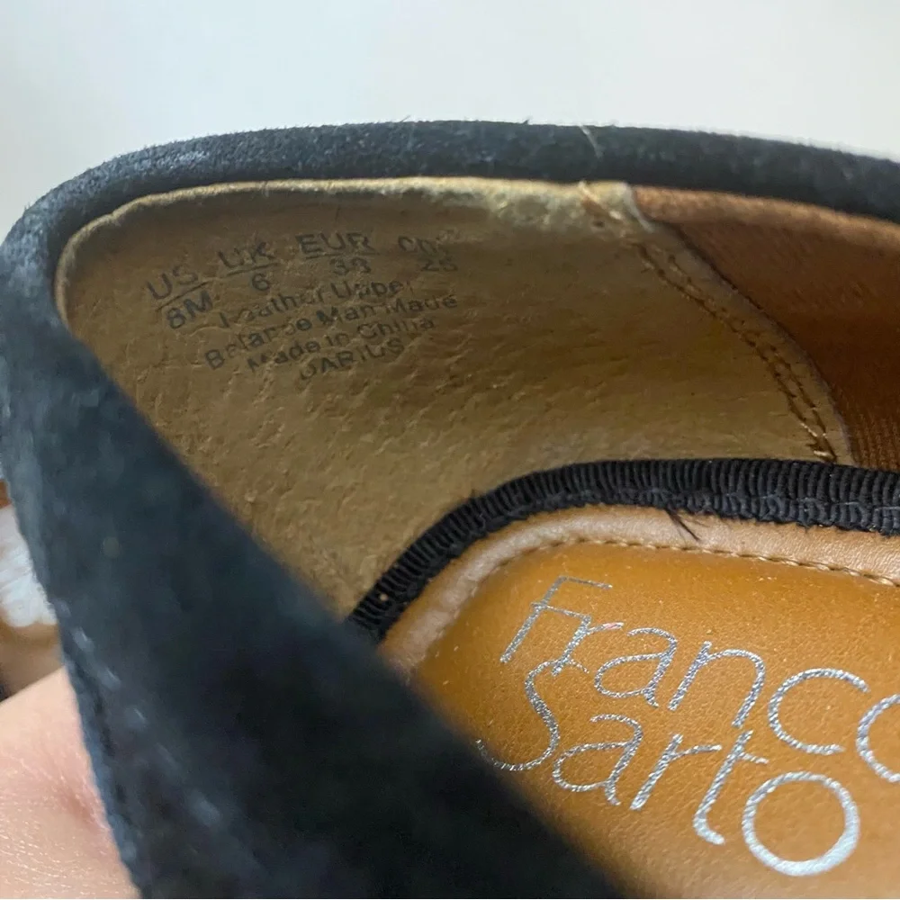 Franco Sarto Shoes Womens Size 8 Darius Black Leather Pointed Toe Loafers - Picture 6 of 10